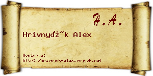 Hrivnyák Alex névjegykártya